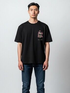 Religion London Black Rose Skull Graphic Tee Short Sleeve Men's T-shirt Size L